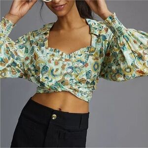 Anthropologie 2 Piece Floral Blouse Set